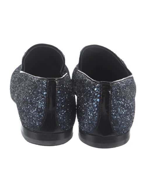 Jimmy Choo Glitter Leather Trim Embellishment Loafers