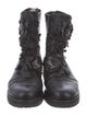 Jimmy Choo Embossed Leather Crystal Embellishments Combat Boots