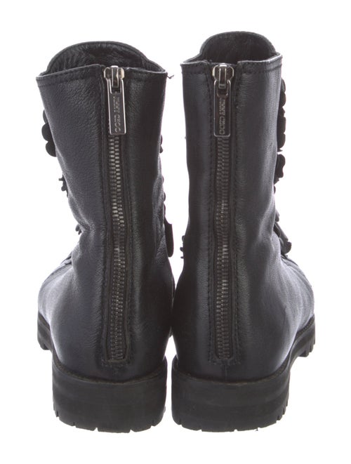 Jimmy Choo Embossed Leather Crystal Embellishments Combat Boots