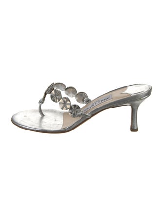 Jimmy Choo Leather Colorblock Pattern Slides