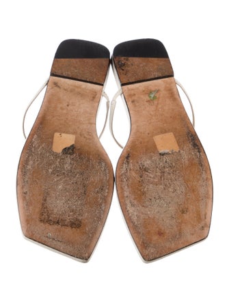 Jimmy Choo Leather Crystal Embellishments T-Strap Sandals