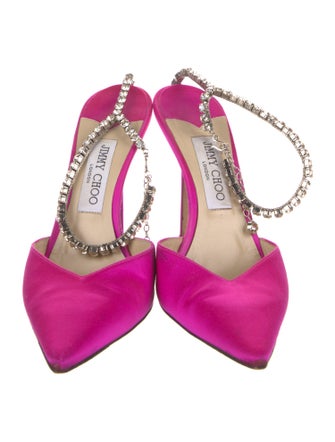 Jimmy Choo Satin Crystal Embellishments Pumps
