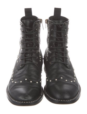 Jimmy Choo Leather Studded Accents Combat Boots