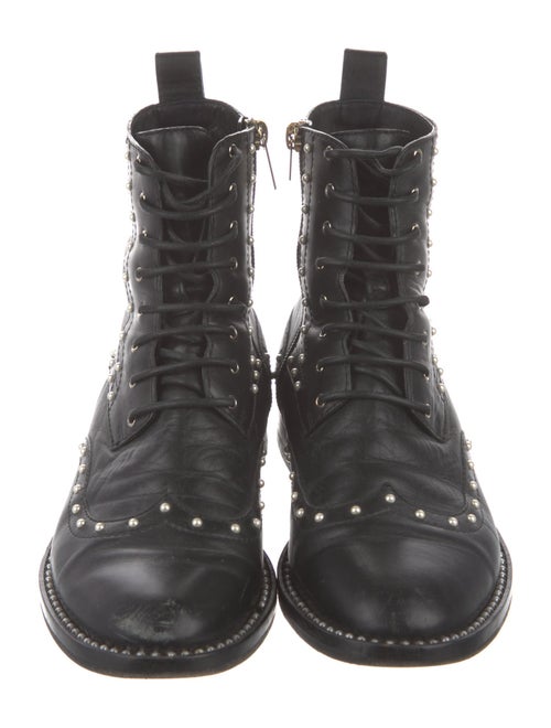 Jimmy Choo Leather Studded Accents Combat Boots