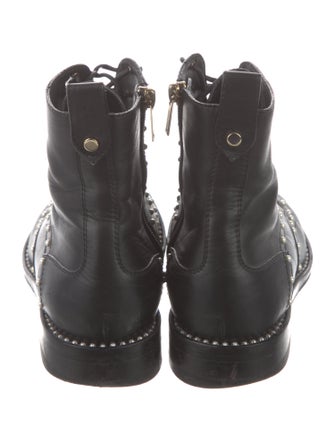 Jimmy Choo Leather Studded Accents Combat Boots