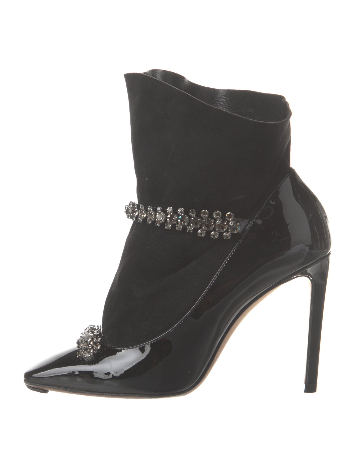 Jimmy Choo Leather Crystal Embellishments Sock Boots
