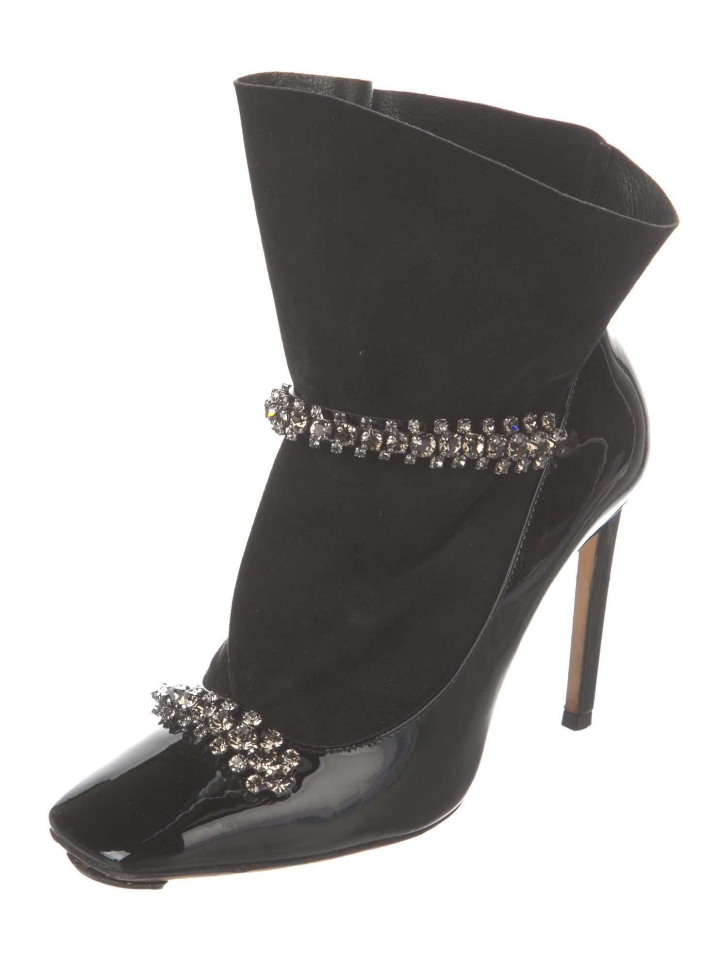 Jimmy Choo Leather Crystal Embellishments Sock Boots