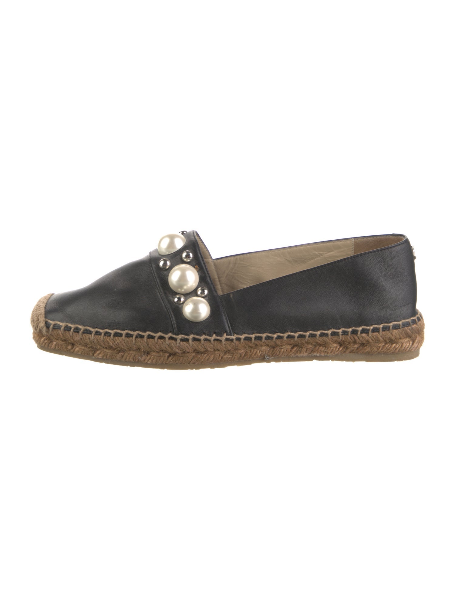 Jimmy Choo Leather Studded Accents Espadrilles