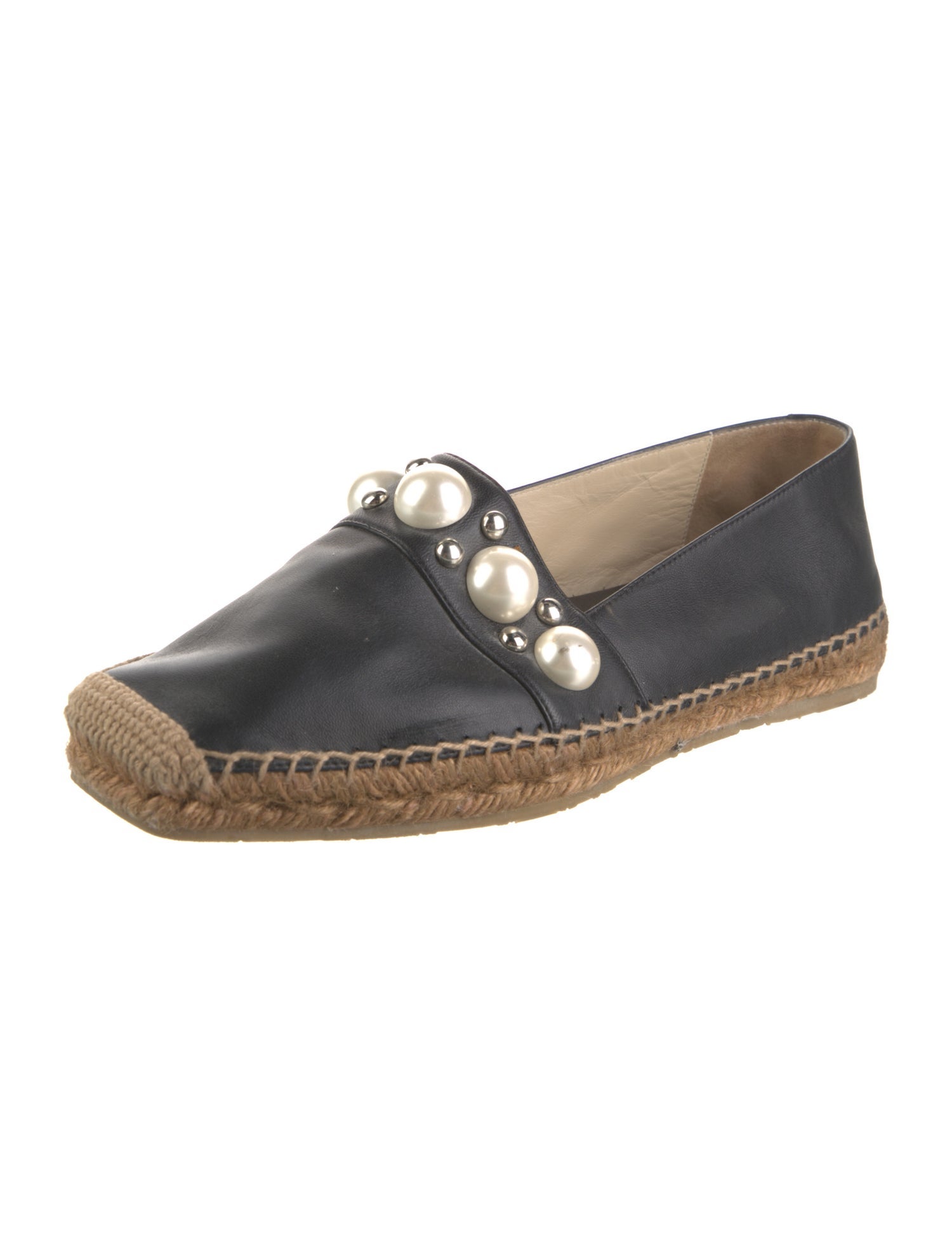 Jimmy Choo Leather Studded Accents Espadrilles