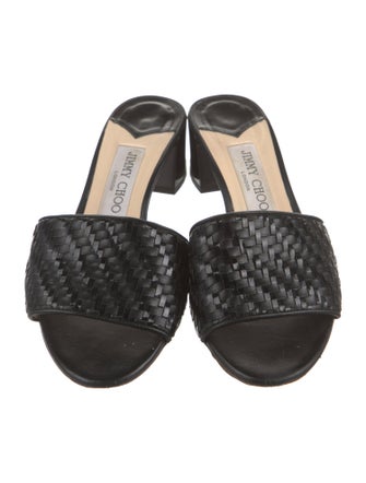 Jimmy Choo Leather Embroidered Accent Slides