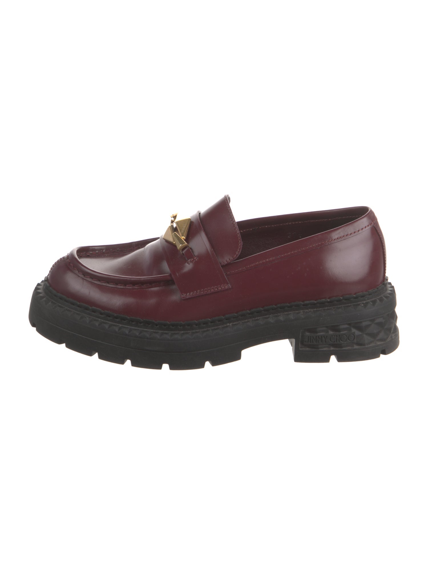 Jimmy Choo Patent Leather Embroidered Accent Loafers