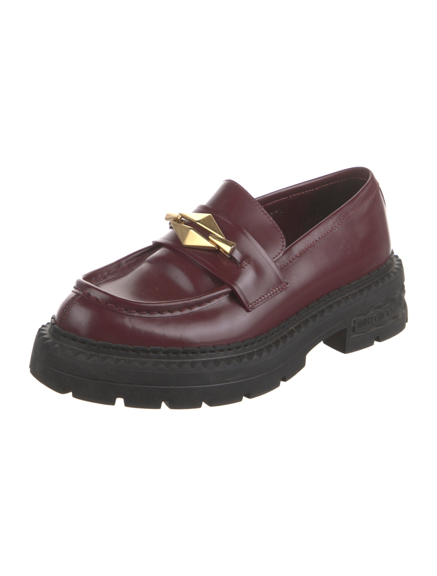 Jimmy Choo Patent Leather Embroidered Accent Loafers