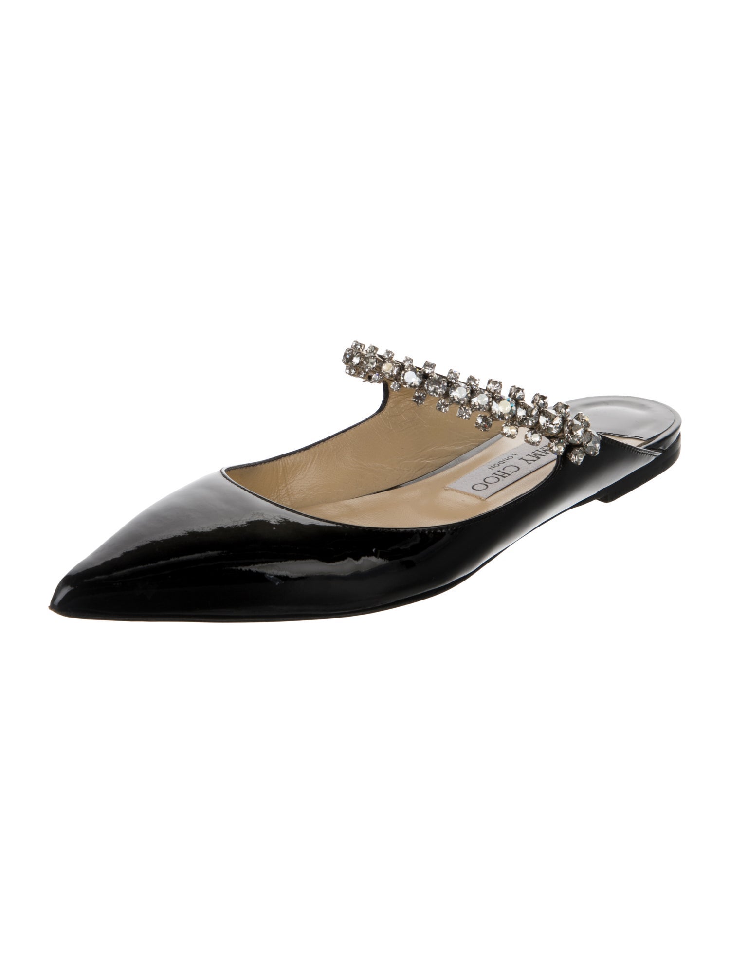 Jimmy Choo Patent Leather Crystal Embellishments Mules