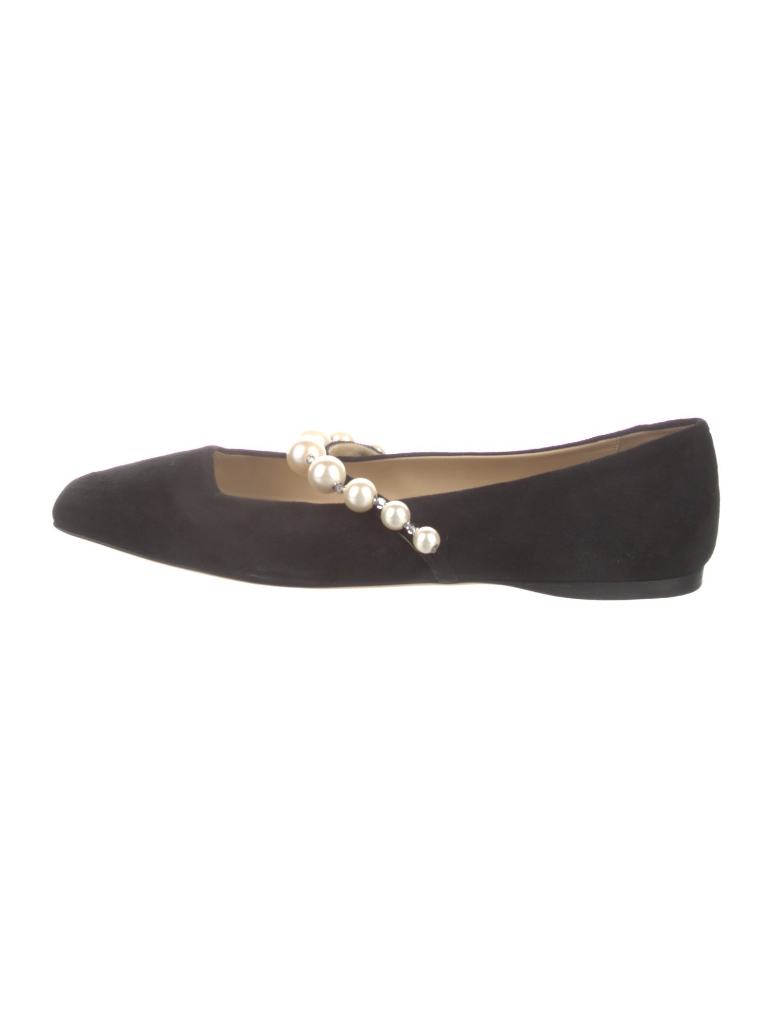 Jimmy Choo Faux Pearl Accents Suede Ballet Flats