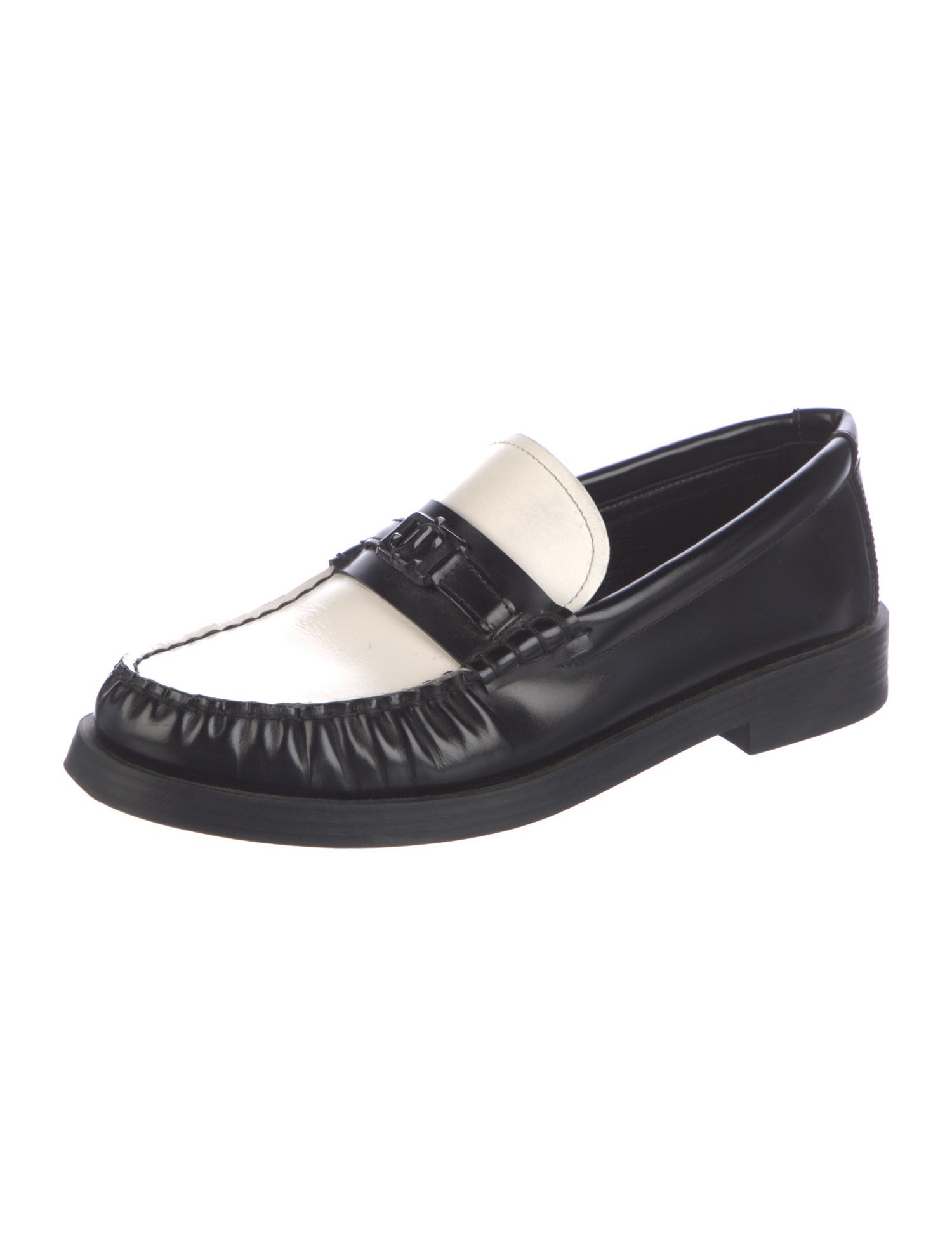 Jimmy Choo Leather Colorblock Pattern Loafers