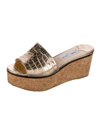 Jimmy Choo Leather Animal Print Slides