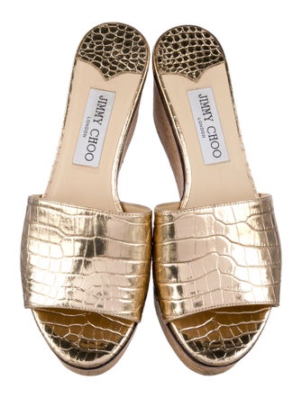 Jimmy Choo Leather Animal Print Slides