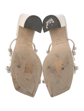 Jimmy Choo Faux Pearl Accents Leather Slides