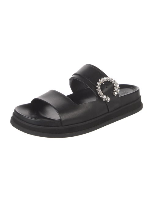 Jimmy Choo Leather Crystal Embellishments Slides