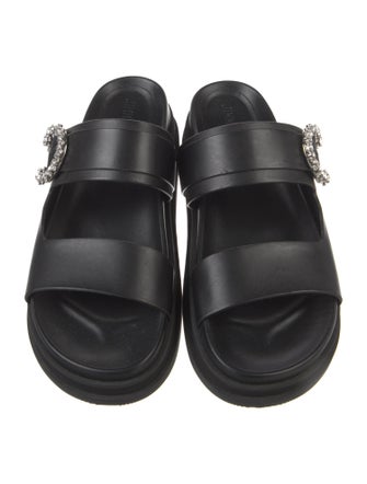 Jimmy Choo Leather Crystal Embellishments Slides