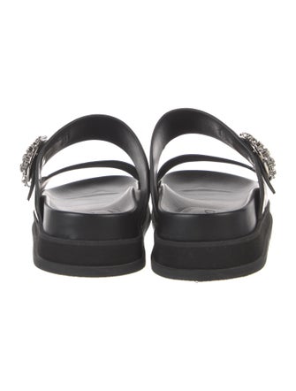 Jimmy Choo Leather Crystal Embellishments Slides