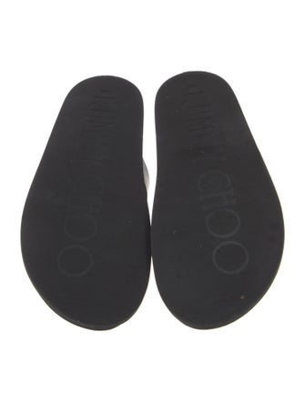 Jimmy Choo Leather Crystal Embellishments Slides