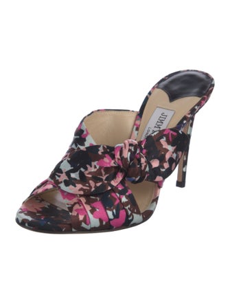Jimmy Choo Satin Floral Print Slides