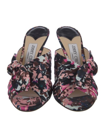 Jimmy Choo Satin Floral Print Slides
