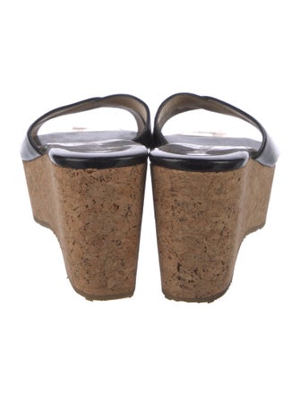 Jimmy Choo Patent Leather Colorblock Pattern Slides