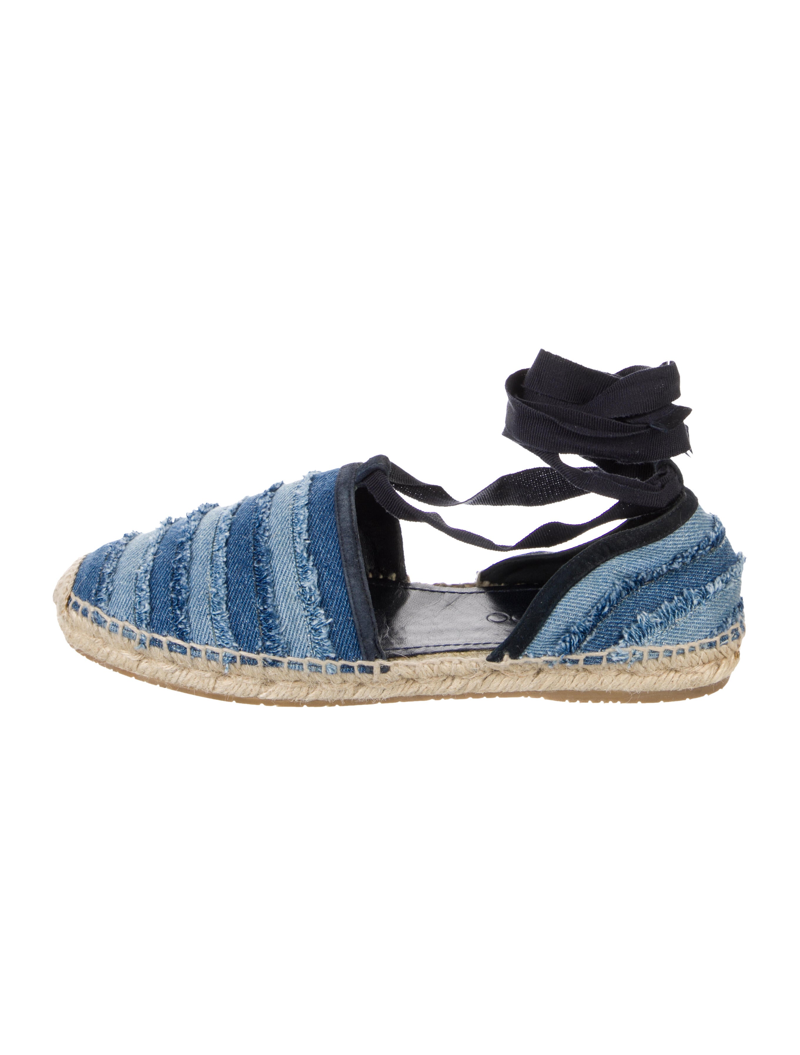 Jimmy Choo Denim Colorblock Pattern D'Orsay Flats
