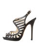 Jimmy Choo Patent Leather Cutout Accent Gladiator Sandals
