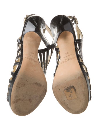 Jimmy Choo Patent Leather Cutout Accent Gladiator Sandals