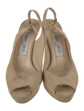 Jimmy Choo Suede Crystal Embellishments Slingback Pumps