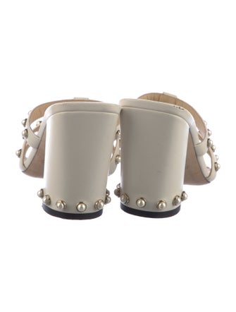 Jimmy Choo Leather Beaded Accents Slides