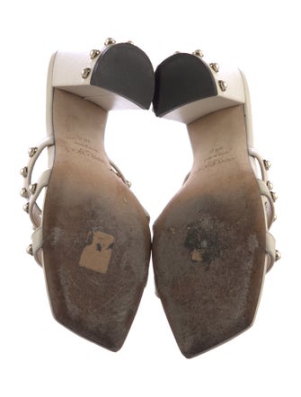 Jimmy Choo Leather Beaded Accents Slides