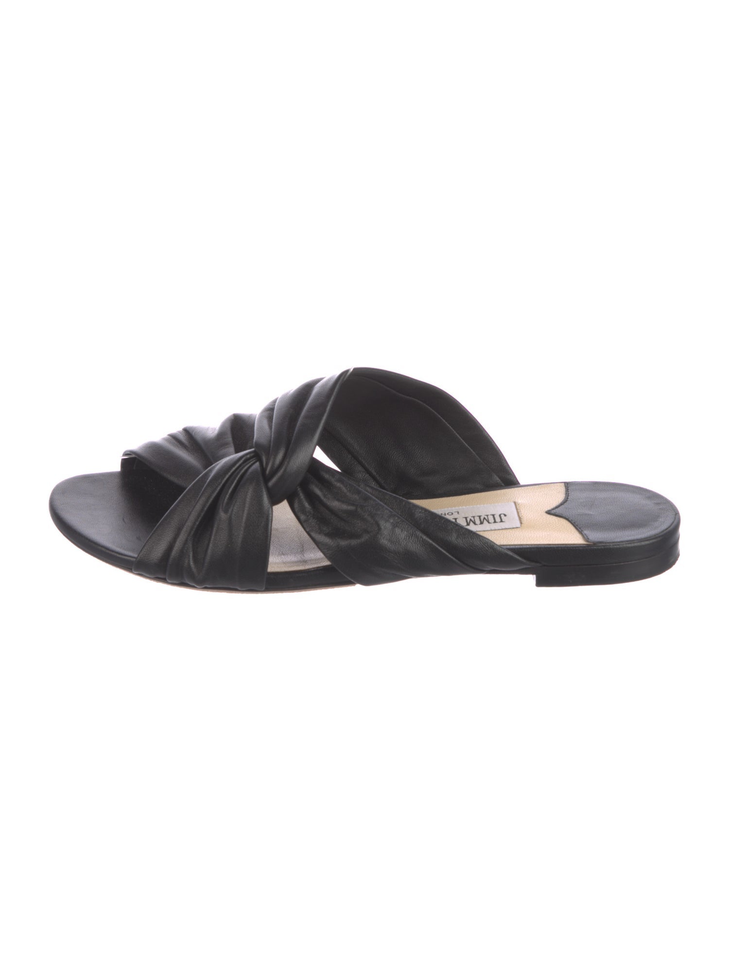 Jimmy Choo Leather Pleated Accents Slides