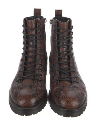 Jimmy Choo Embossed Leather Animal Print Combat Boots