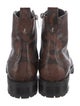 Jimmy Choo Embossed Leather Animal Print Combat Boots