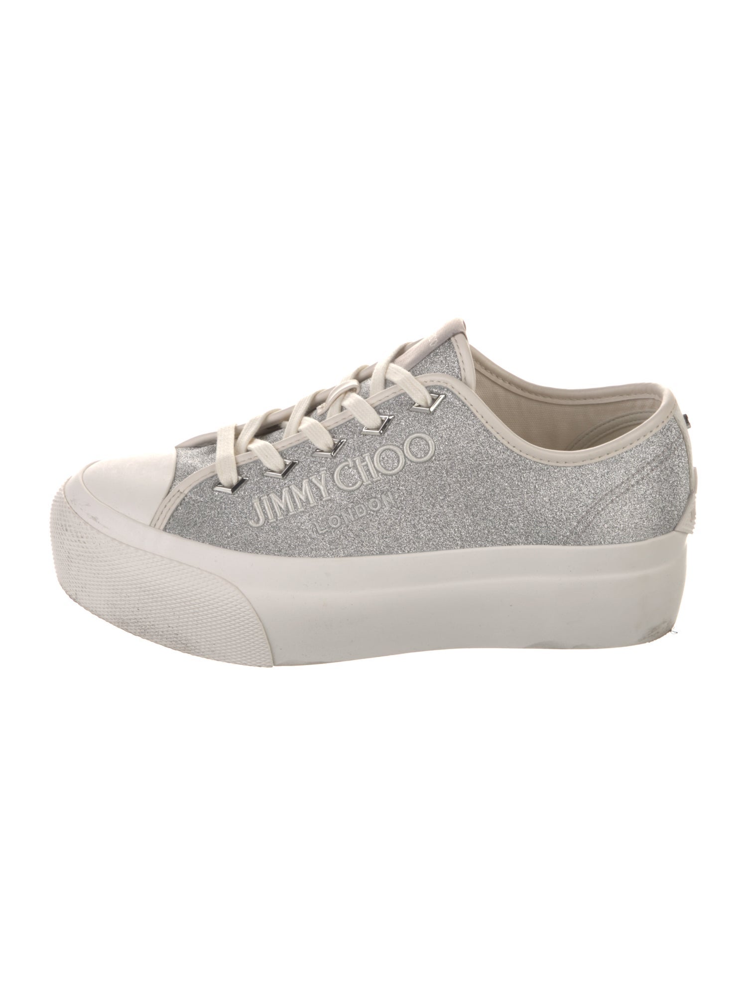 Jimmy Choo Glitter Leather Trim Embellishment Sneakers