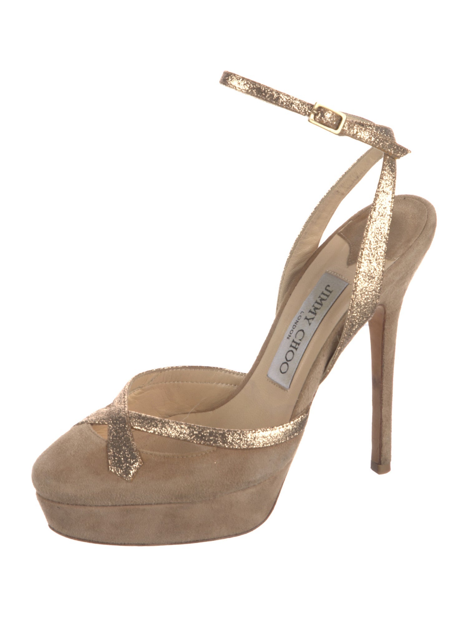 Jimmy Choo Suede Glitter Accents Slingback Pumps