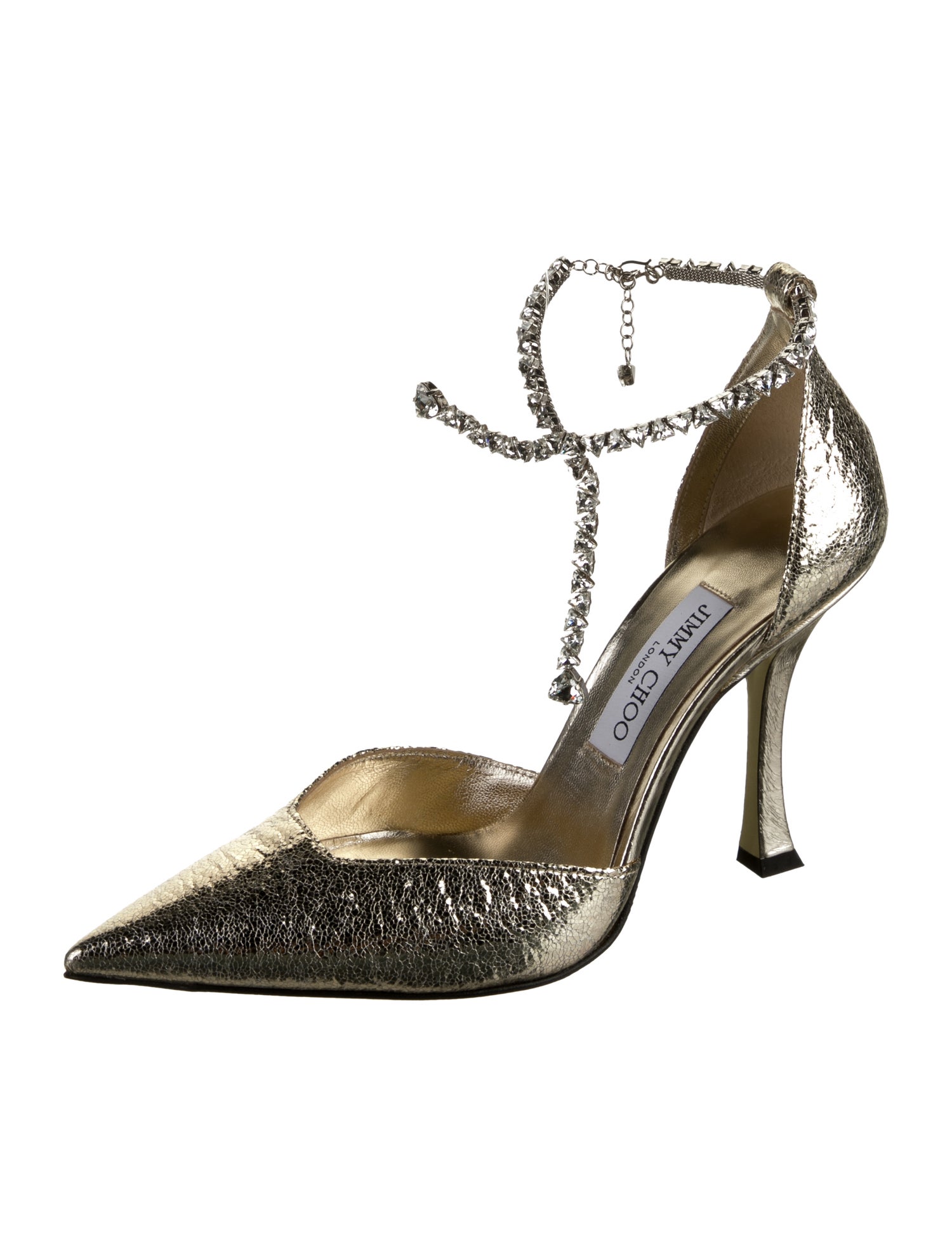Jimmy Choo Embossed Leather Crystal Embellishments D'Orsay Pumps