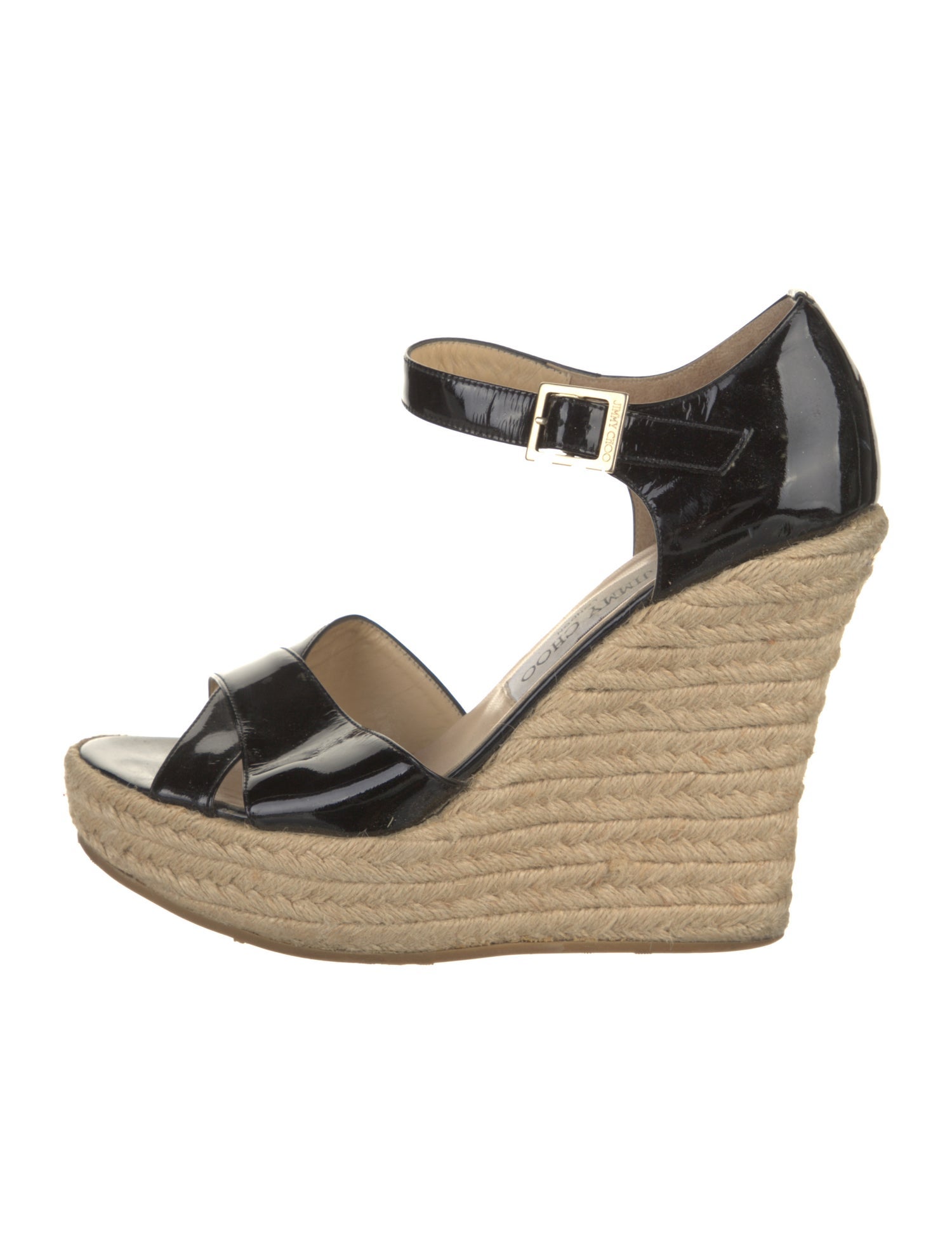 Jimmy Choo Patent Leather Colorblock Pattern Espadrilles