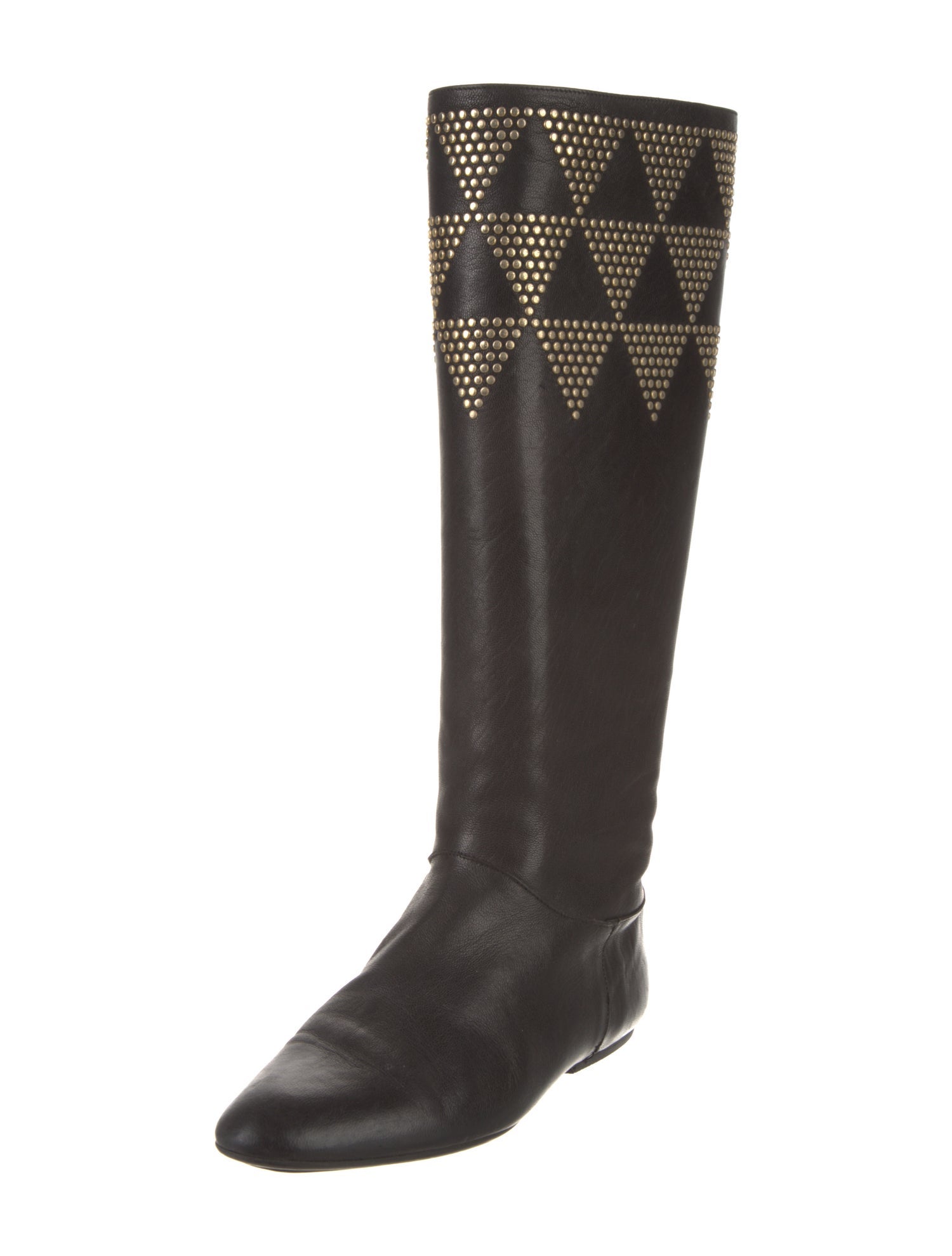 Jimmy Choo Leather Studded Accents Riding Boots