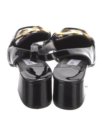 Jimmy Choo Patent Leather Chain-Link Accents Slingback Pumps