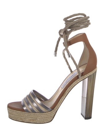Jimmy Choo Leather Colorblock Pattern Sandals