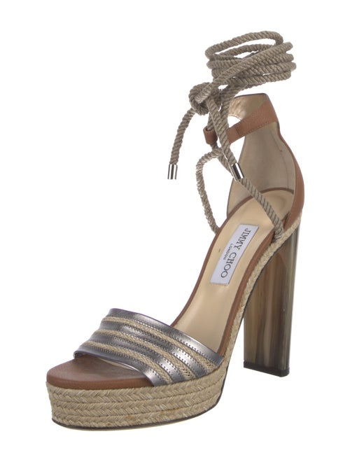 Jimmy Choo Leather Colorblock Pattern Sandals