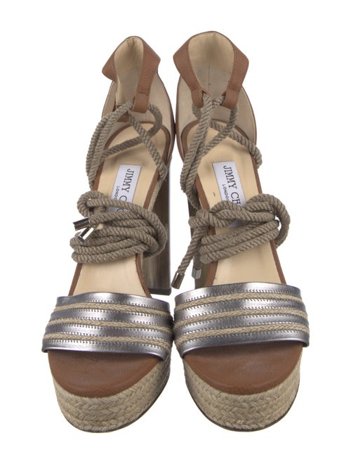 Jimmy Choo Leather Colorblock Pattern Sandals