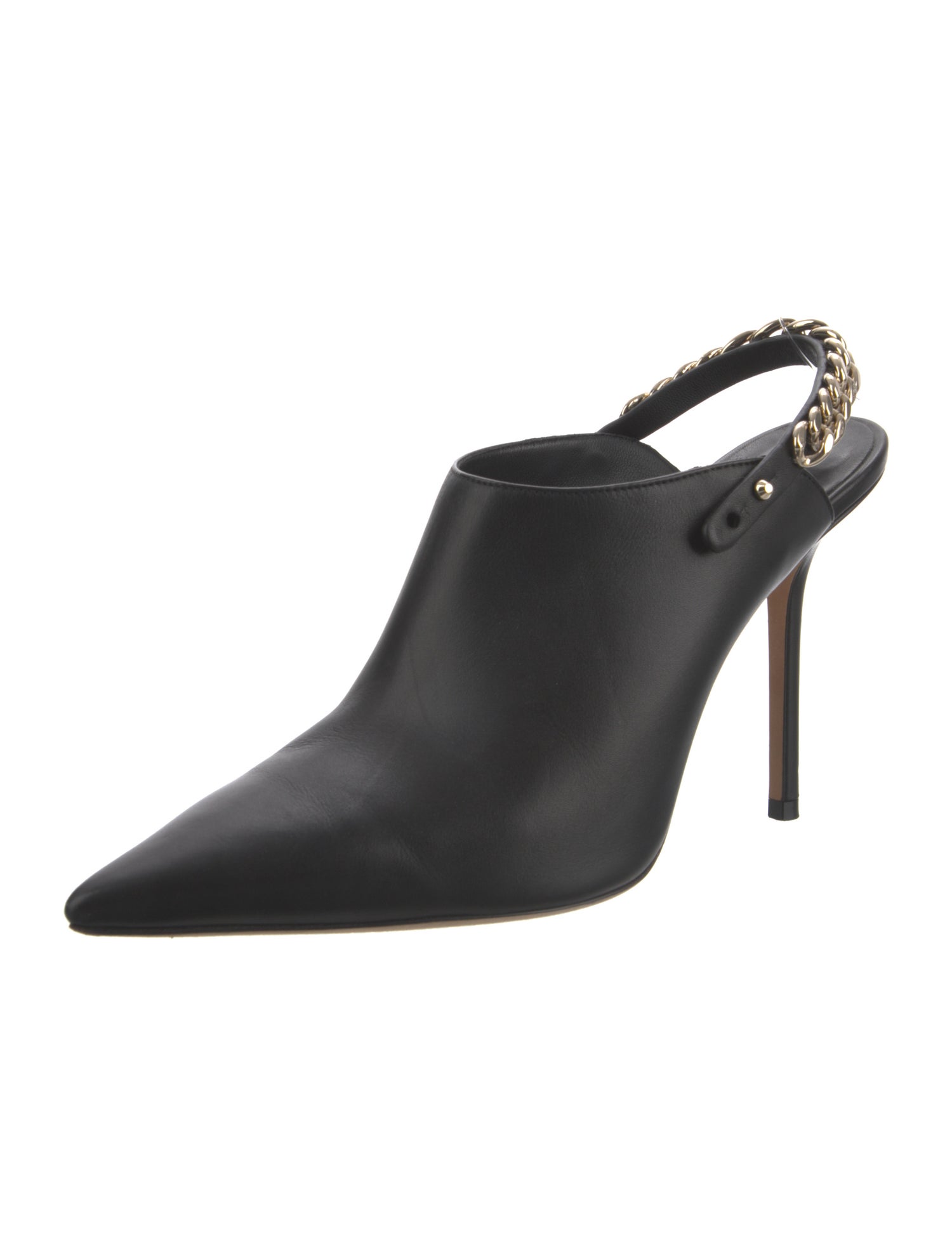 Jimmy Choo Leather Chain-Link Accents Mules