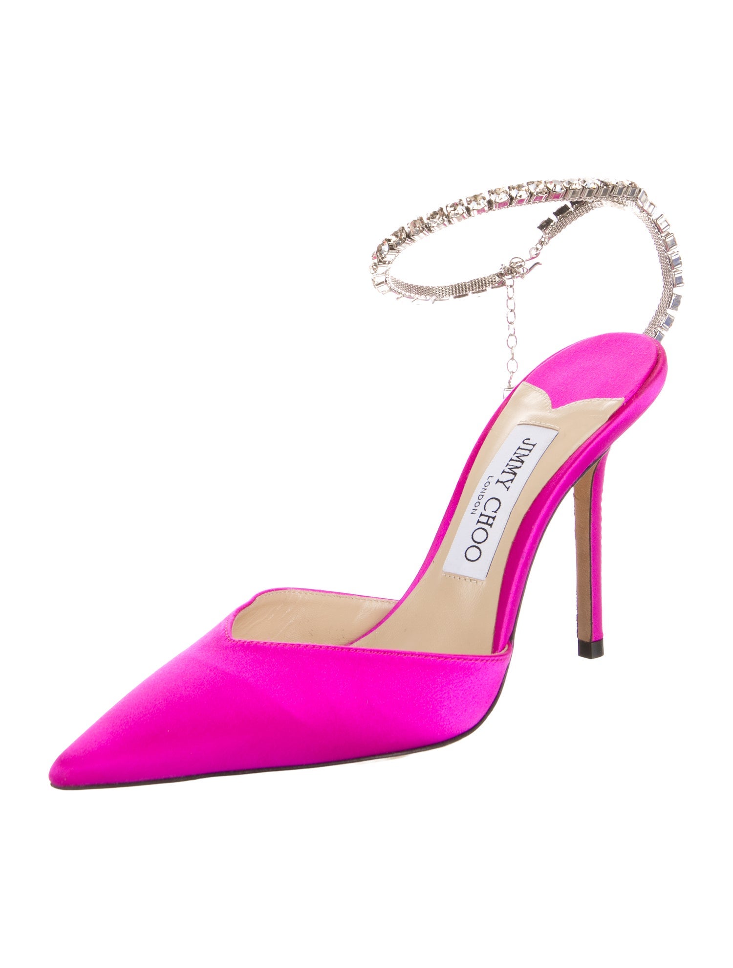 Jimmy Choo Satin Crystal Embellishments Pumps