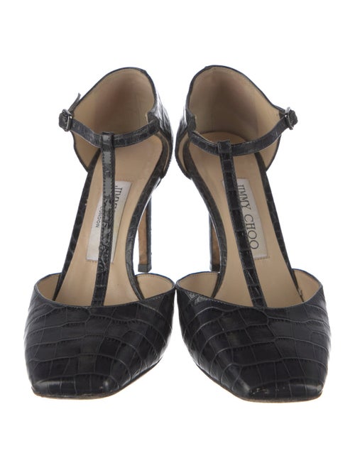 Jimmy Choo Embossed Leather T-Strap Pumps